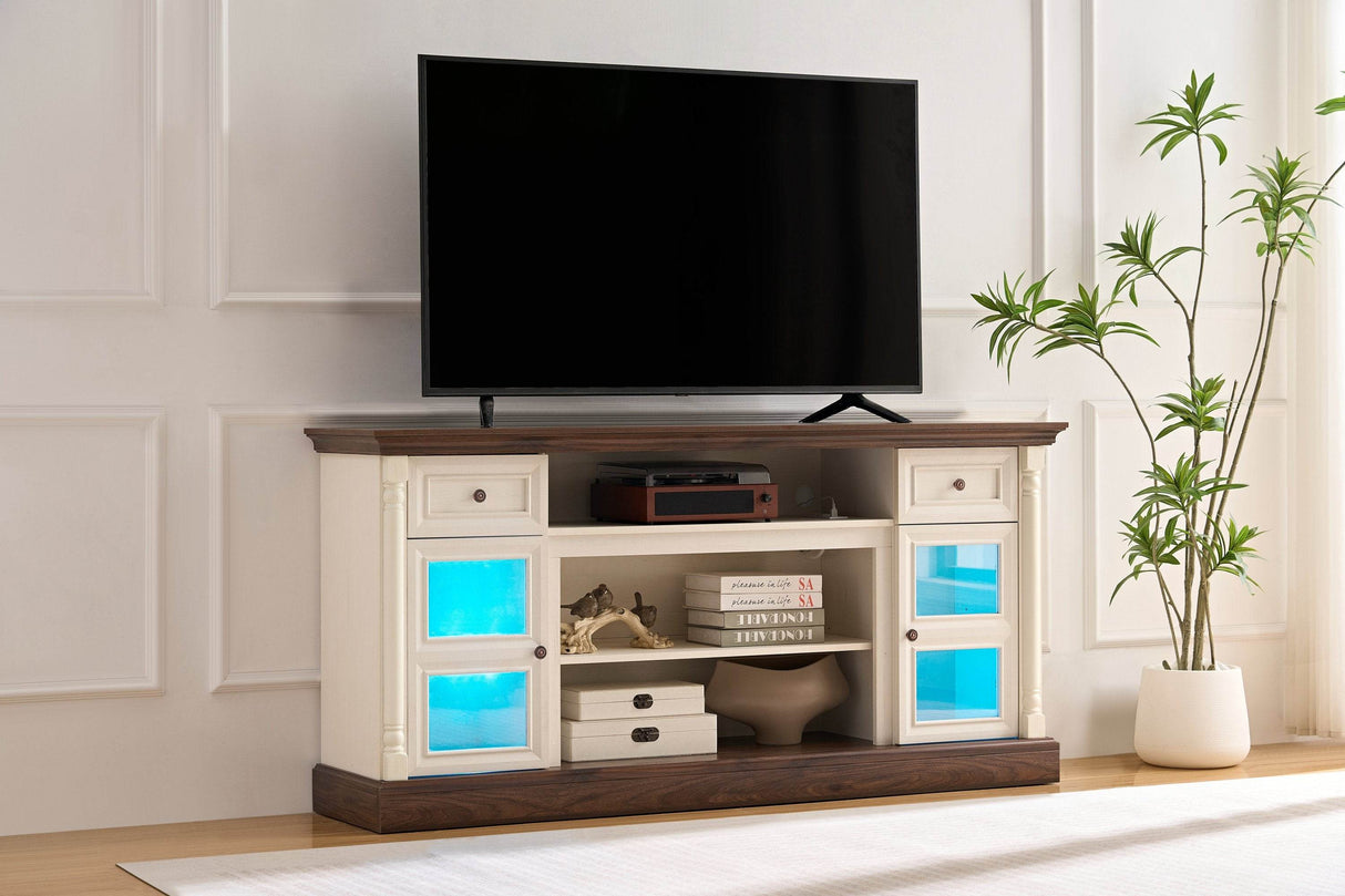 Farmhouse Fireplace TV Stand With LED Lighting - Sleep Galleria