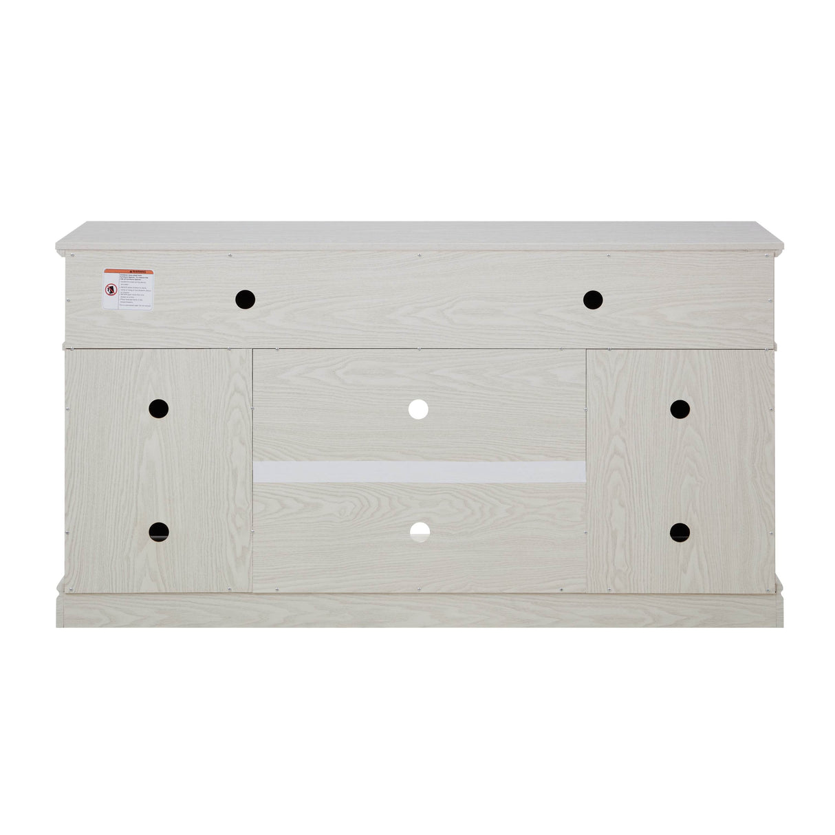 Embossed White MDF TV Stand With Storage and Cord Management - Sleep Galleria