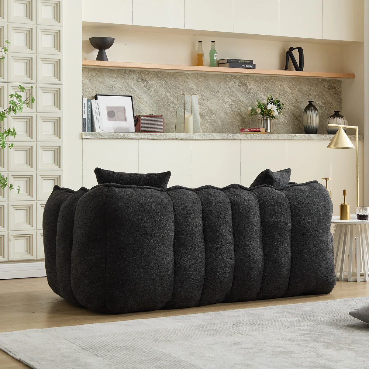 Cozy Chenille Bean Bag Chair With High Resilience Foam - Omega Lifestyles