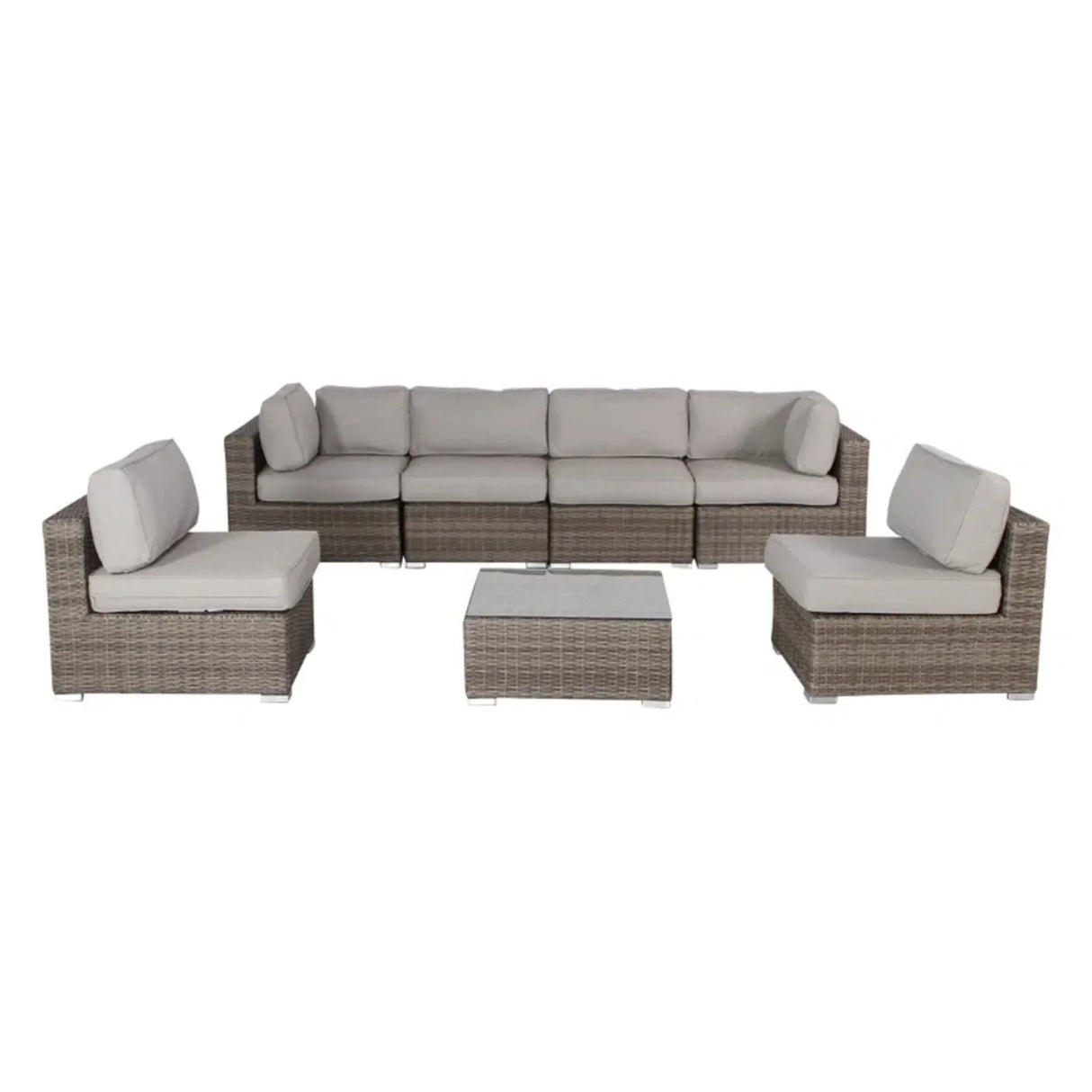 6-Piece Grey Mix Rattan Wicker Outdoor Sectional Patio Set - Omega Lifestyles