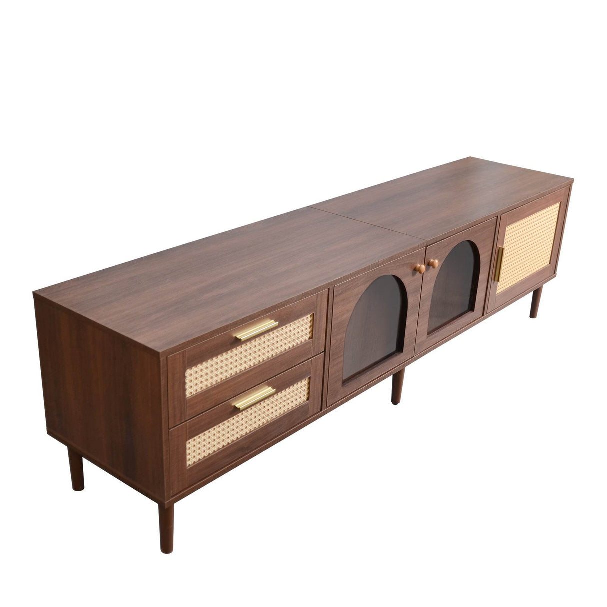 Rattan-Inspired Media Console TV Stand With Storage - Sleep Galleria