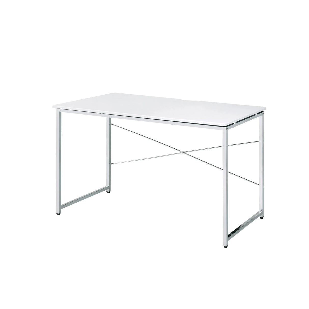 White Chrome Metal Frame Modern Writing Desk - Omega Lifestyles