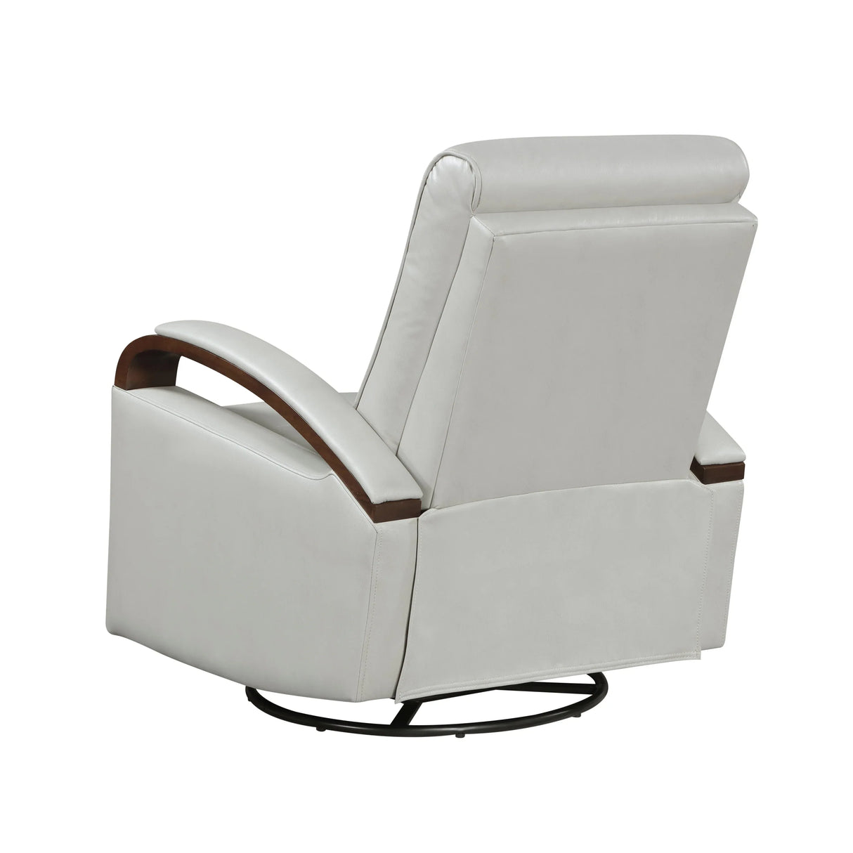 Swivel Gliding Recliner Faux Leather With Solid Rubberwood Arms - Omega Lifestyles