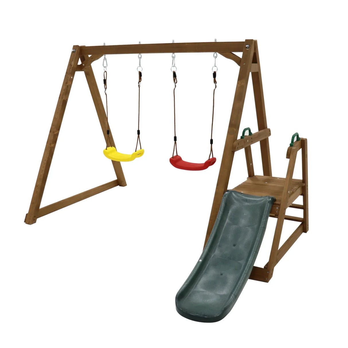 Solid Wood Outdoor Swing Set With Slide And Ladder - Omega Lifestyles
