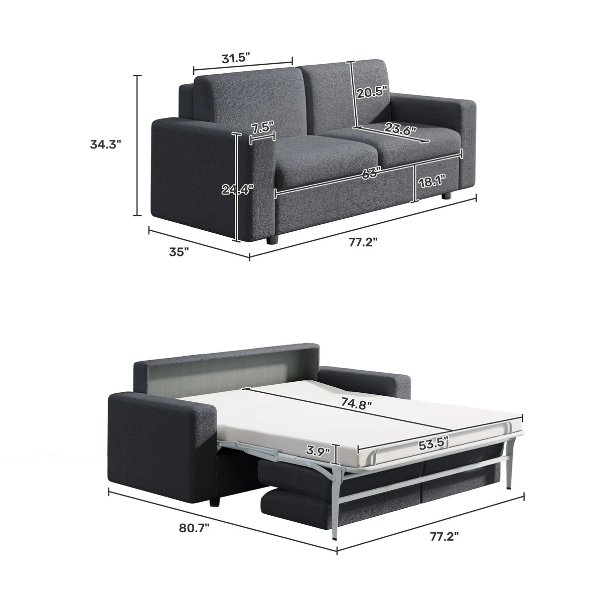 Full-Size Sleeper Sofa With Memory Foam Mattress - Omega Lifestyles
