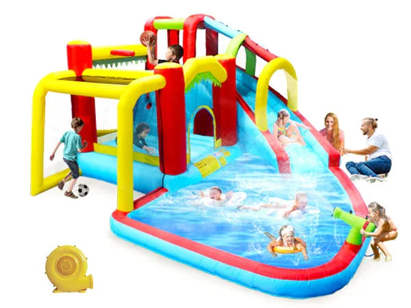7-in-1 Inflatable Outdoor Water Park Bounce House - Omega Lifestyles