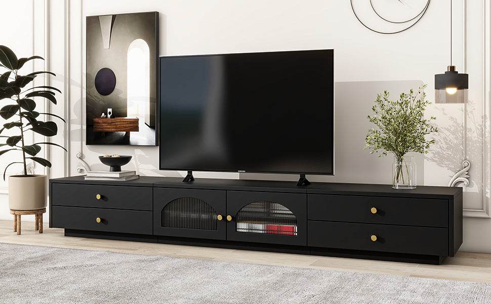 Modern Black Particle Board TV Stand With Storage - Sleep Galleria
