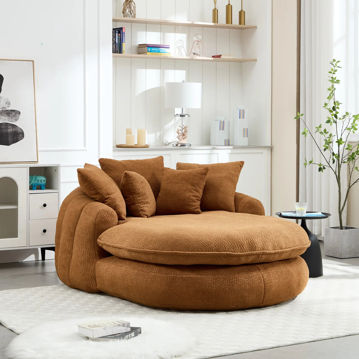 Oversized Chenille Memory Foam Bean Bag Sofa With Pillows - Omega Lifestyles