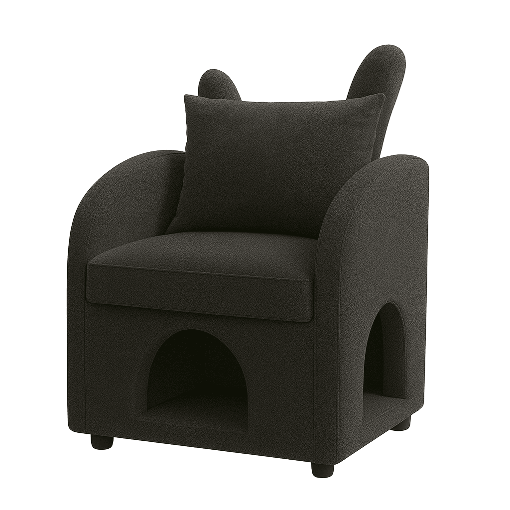 Dark Gray Bunny-Ear Fabric Pet Furniture Armchair - Omega Lifestyles