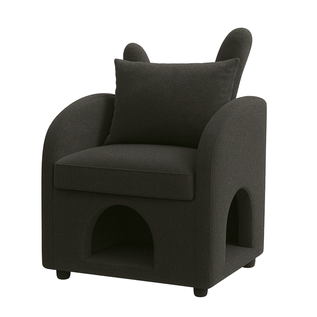 Dark Gray Bunny-Ear Fabric Pet Furniture Armchair - Omega Lifestyles