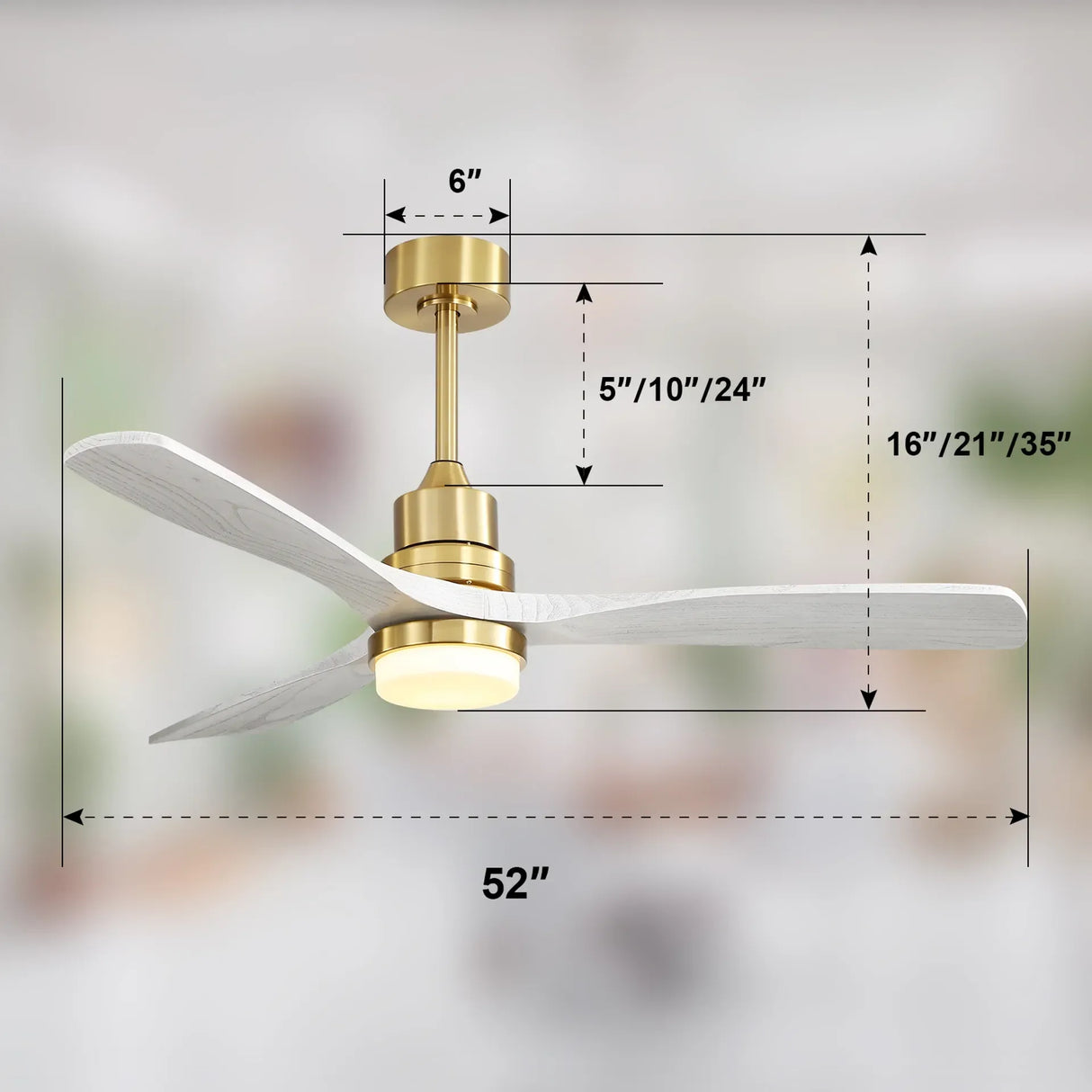 52-Inch Remote-Controlled Reversible Wood Blade Ceiling Fan - Omega Lifestyles