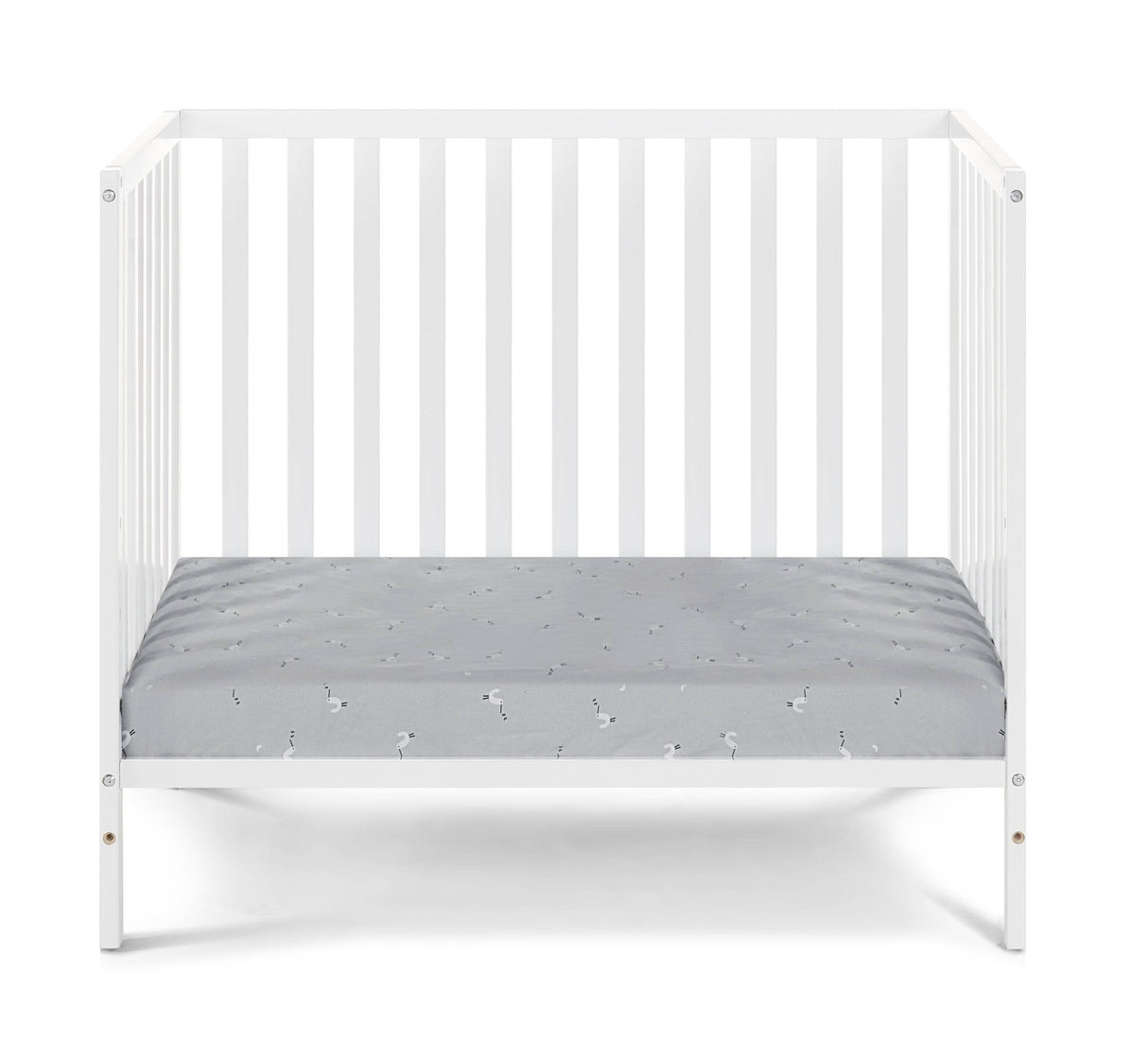 3-in-1 Convertible White Solid Wood Mini Crib With Mattress Pad - Omega Lifestyles
