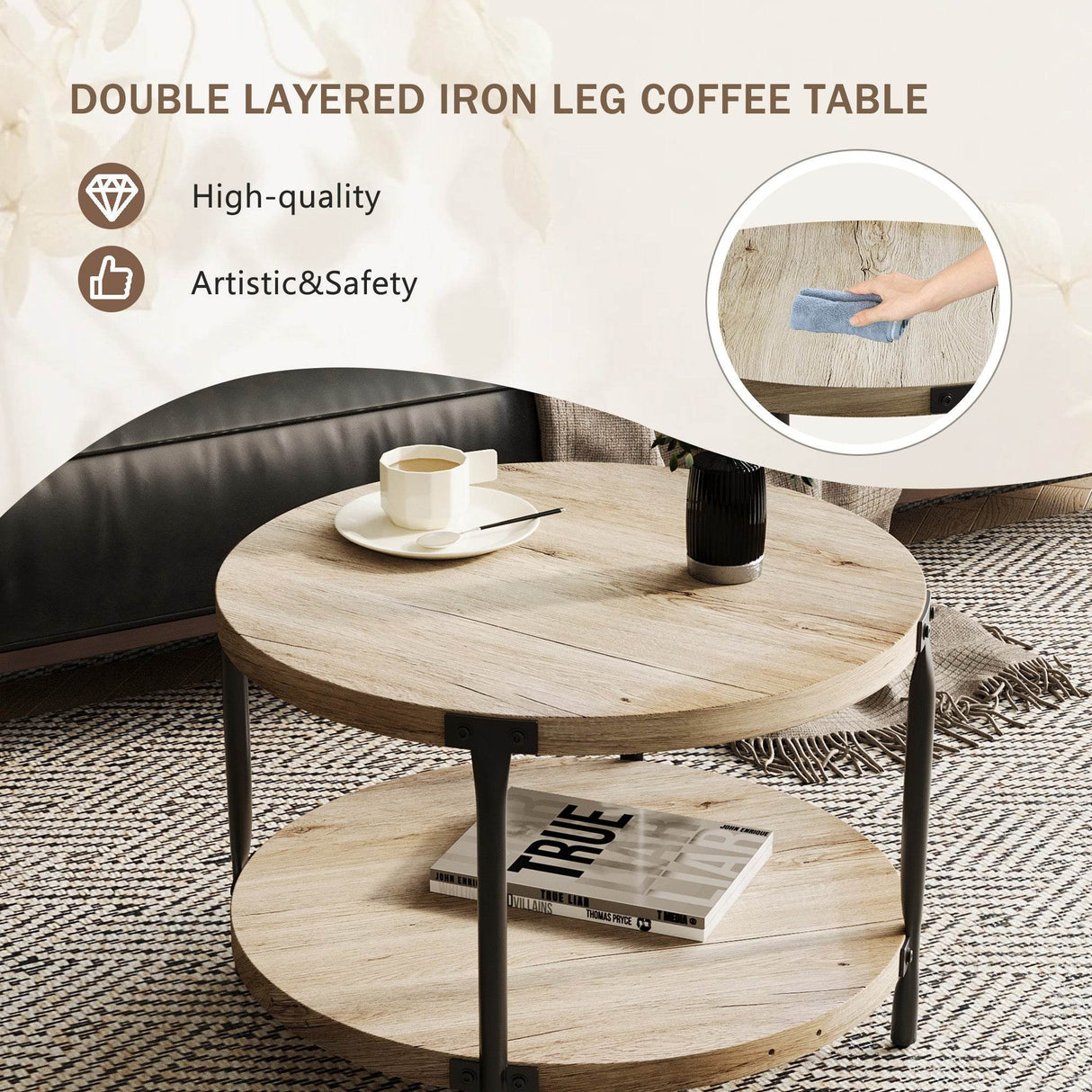 Modern Minimalist Double-Layer Wooden Coffee Table - Sleep Galleria