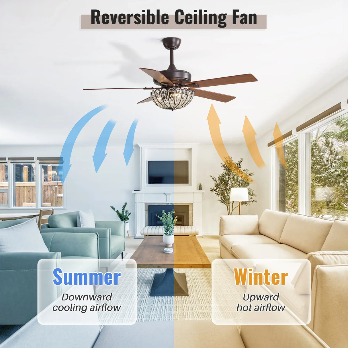 52-Inch Vintage Coffee Brown Ceiling Fan With Remote - Omega Lifestyles