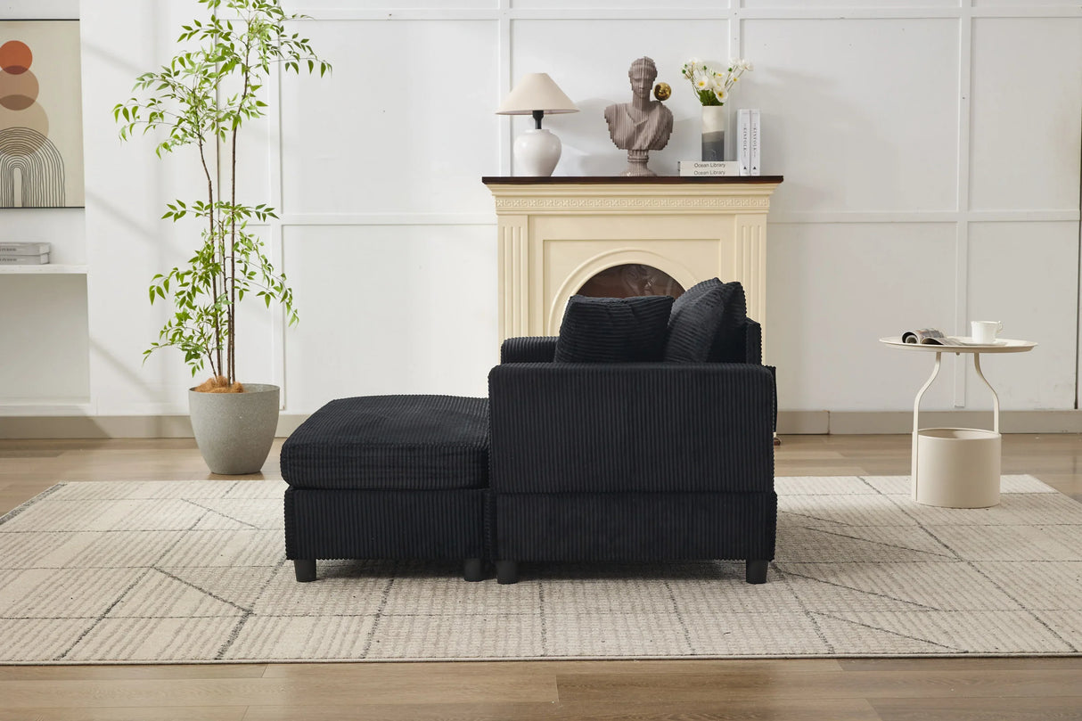 Corduroy Chaise Lounge Chair With Removable Ottoman - Omega Lifestyles