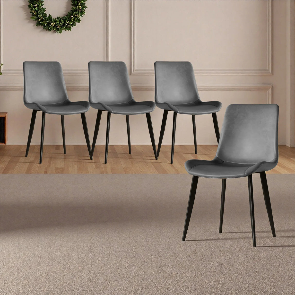 Modern PU Leather Ergonomic Dining Chairs Set of 4 - Omega Lifestyles