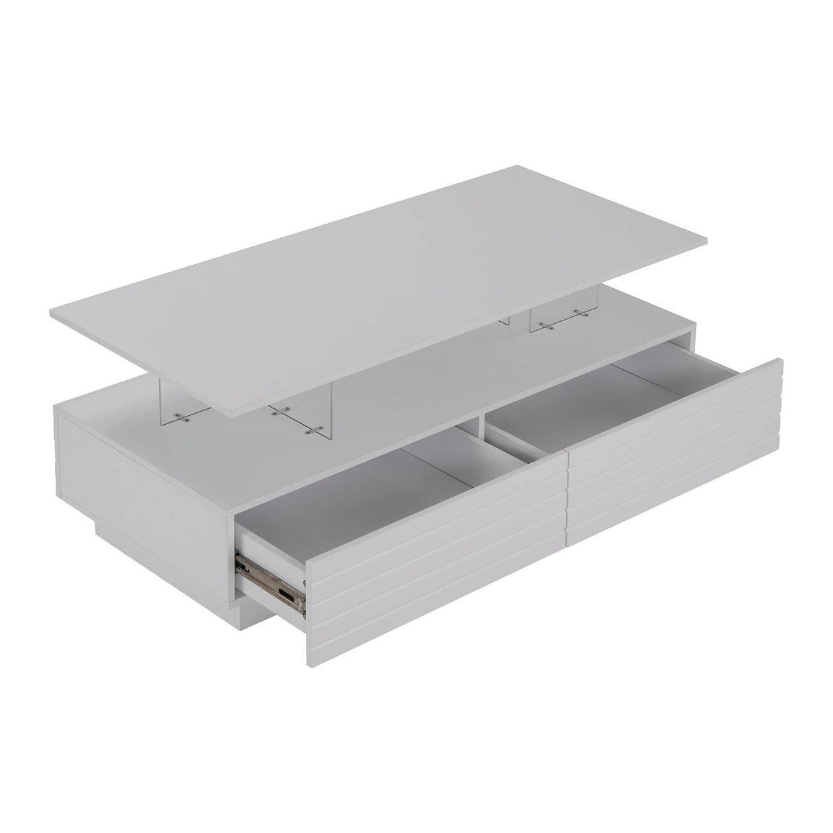 Modern White LED Lighting Coffee Table With Drawers - Sleep Galleria