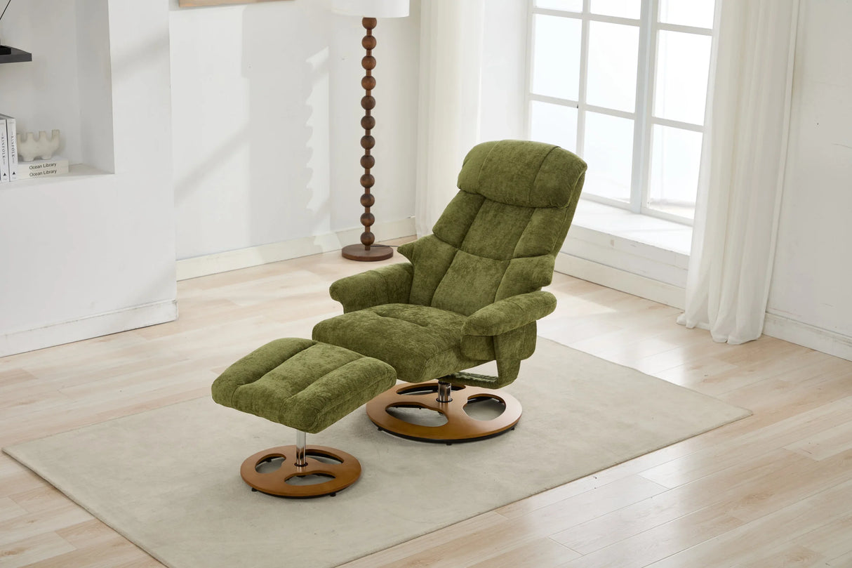 Soft Chenille Recliner Chair With Ottoman And Massage - Omega Lifestyles