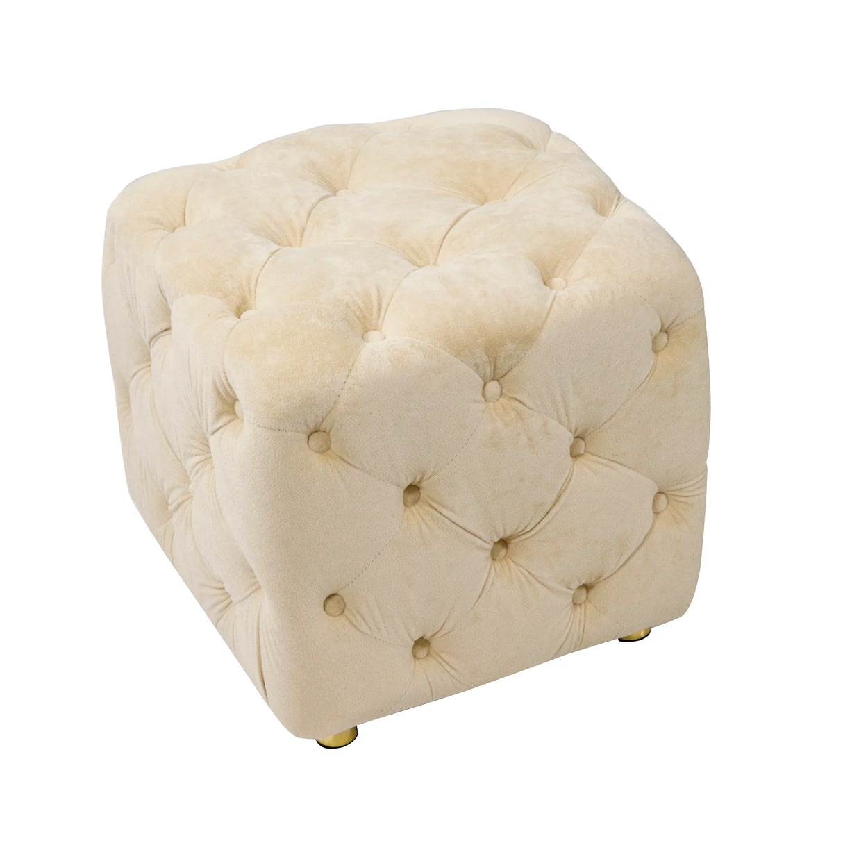 Beige Velvet Storage Ottoman With Concealed Compartment - Omega Lifestyles