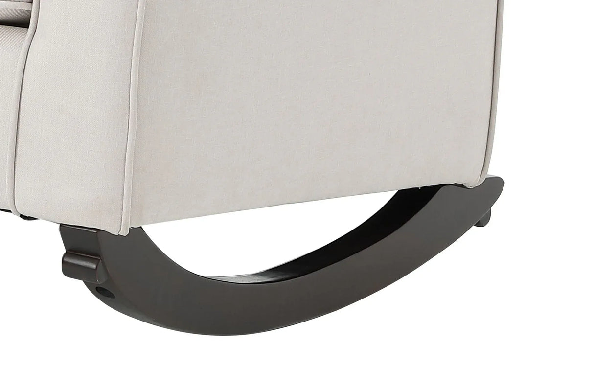 Beige Fabric Pocket Coil Rocking Chair With Wooden Frame - Omega Lifestyles