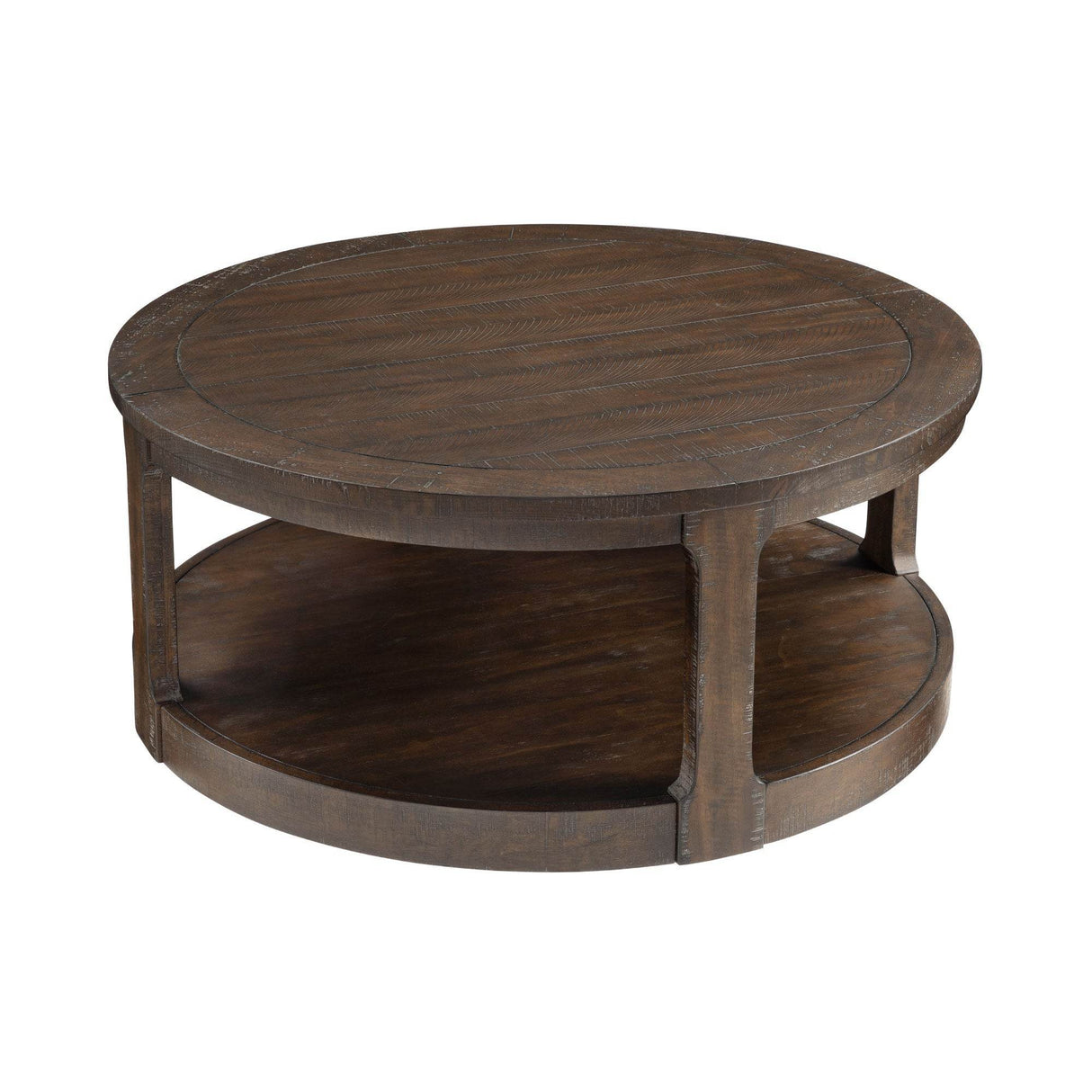 40-Inch Rustic Round Solid Wood Coffee Table With Wheels - Sleep Galleria