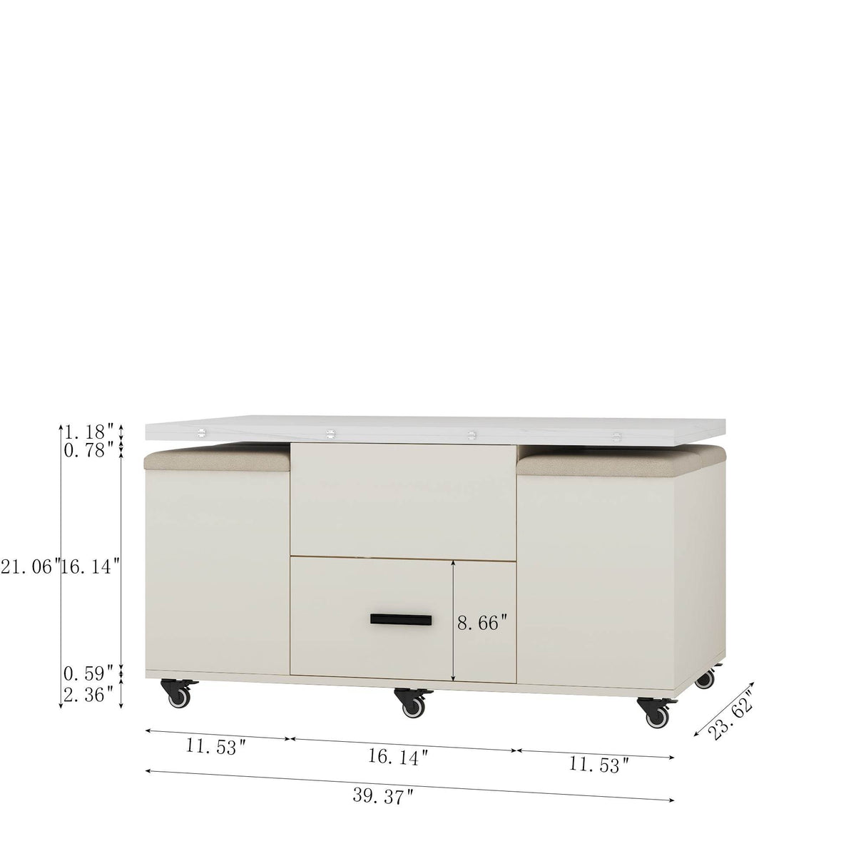 Modern Lift-Up Coffee Table With Storage And Four Stools - Sleep Galleria