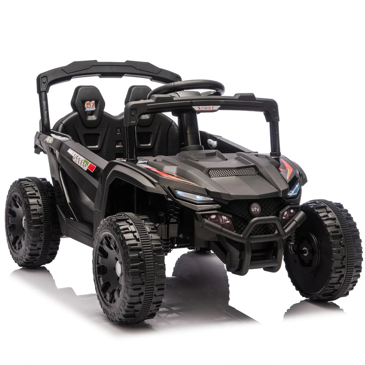 24V Kids Remote Control Black Ride On UTV - Omega Lifestyles