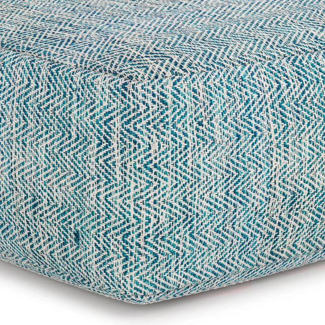 Teal Mélange Fabric Square Pouf Ottoman - Omega Lifestyles