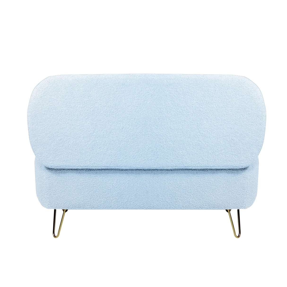 Blue Faux Fur Upholstered Storage Bench With Gold Legs - Omega Lifestyles