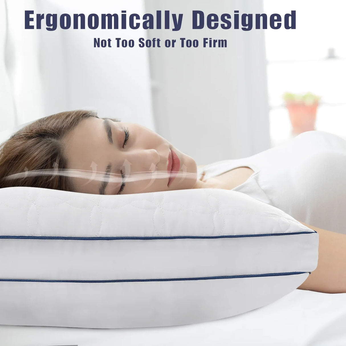 Set of 2 Soft Down Alternative Bed Pillows Standard Size - Omega Lifestyles