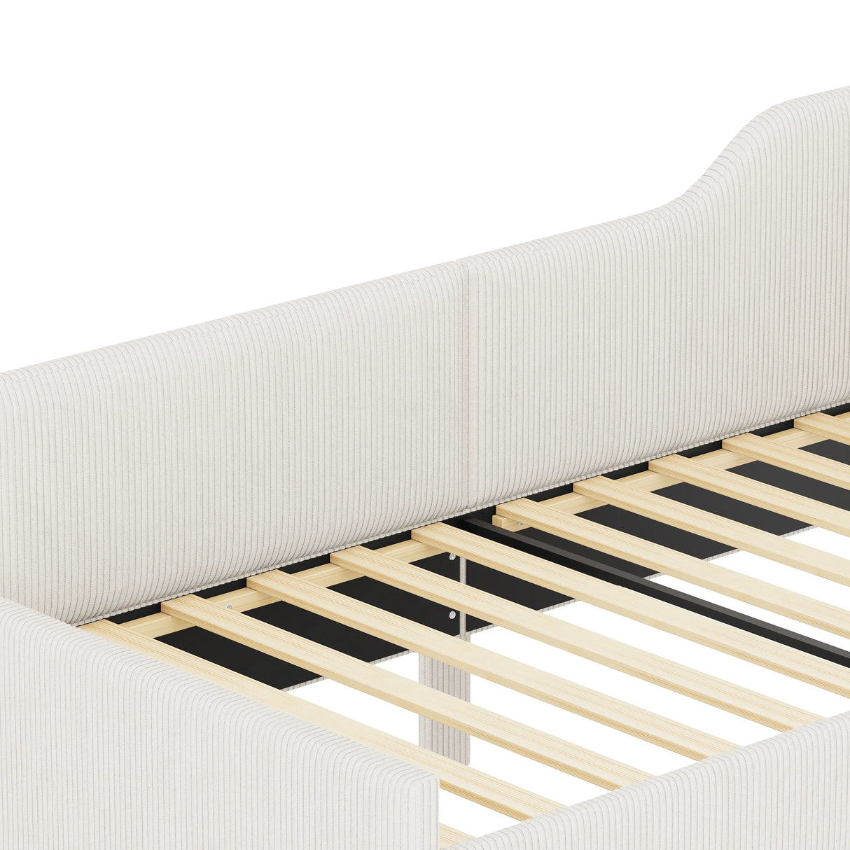 Twin L-Shaped Corduroy Upholstered Daybed With Storage Drawers - Omega Lifestyles