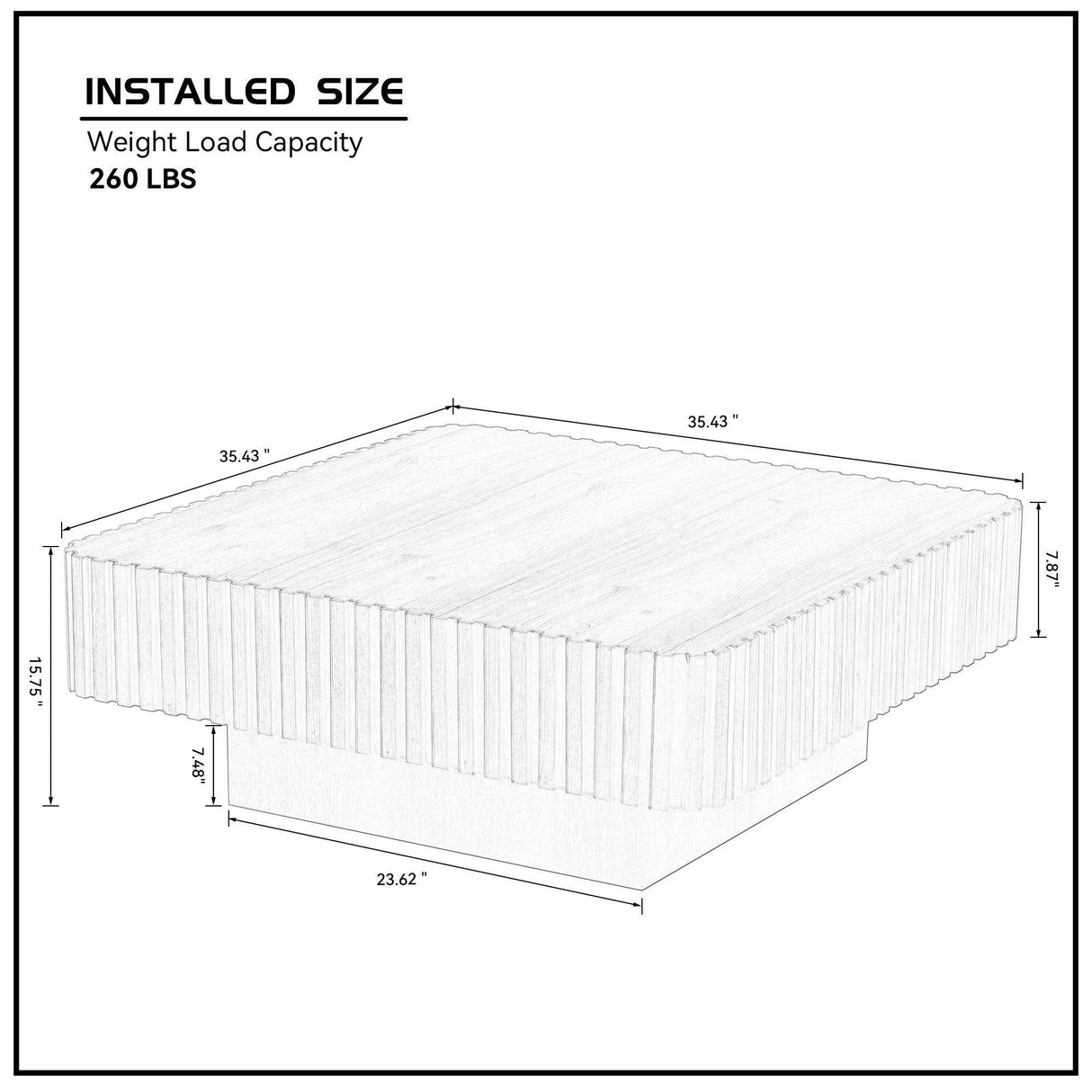 Modern Square MDF Pedestal Coffee Table 35 Inch - Sleep Galleria