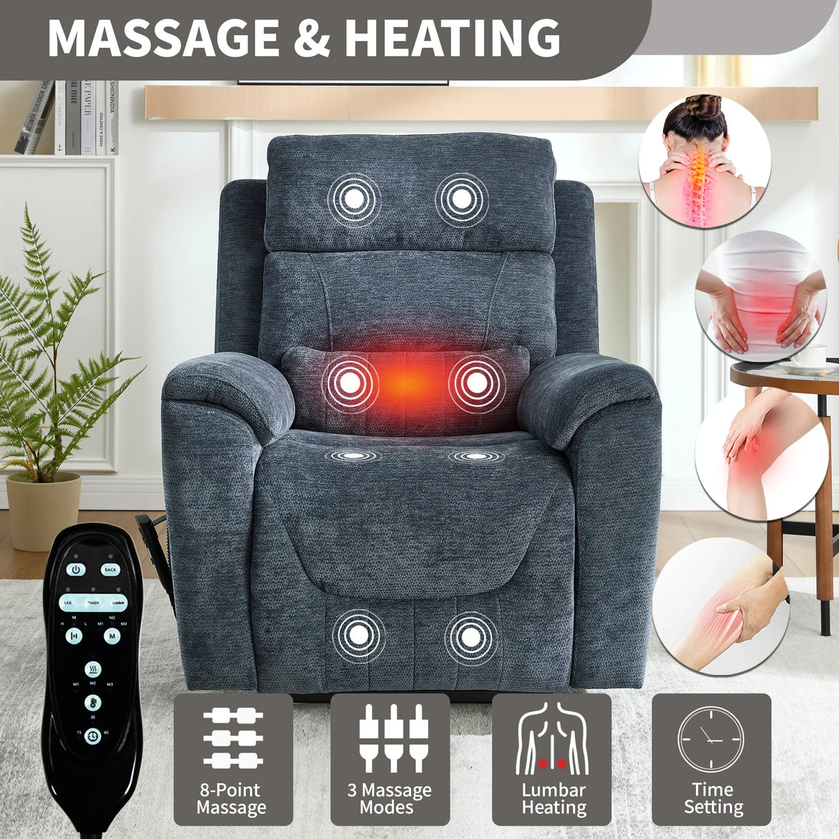 Dual Motor Power Lift Recliner Chair With Massage Heat - Omega Lifestyles