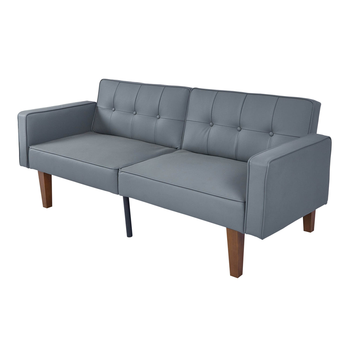 PU Fabric Gray 3-Seat Linen Upholstered Sofa - Omega Lifestyles
