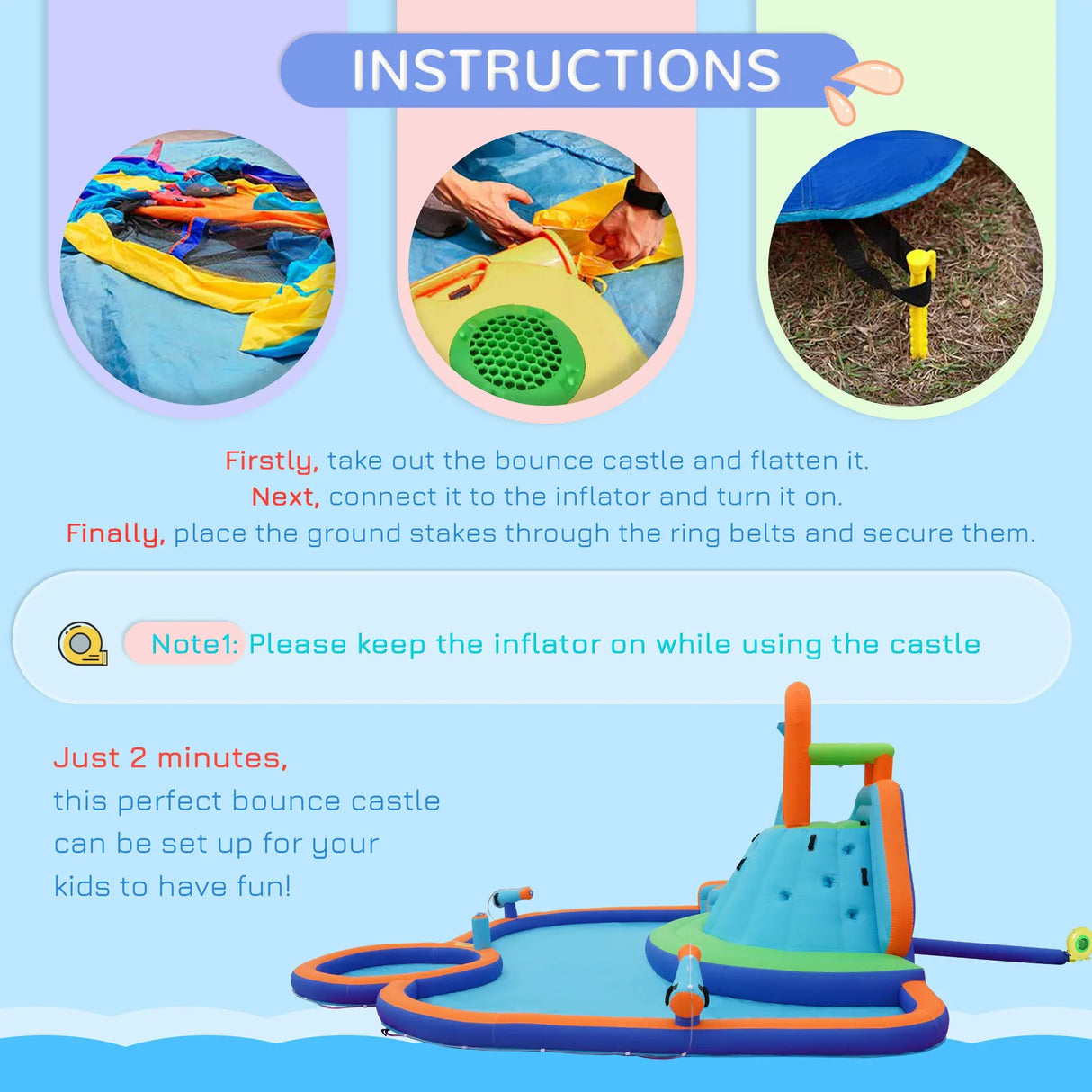 Kids Inflatable Water Slide Bounce House With Climbing Wall - Omega Lifestyles