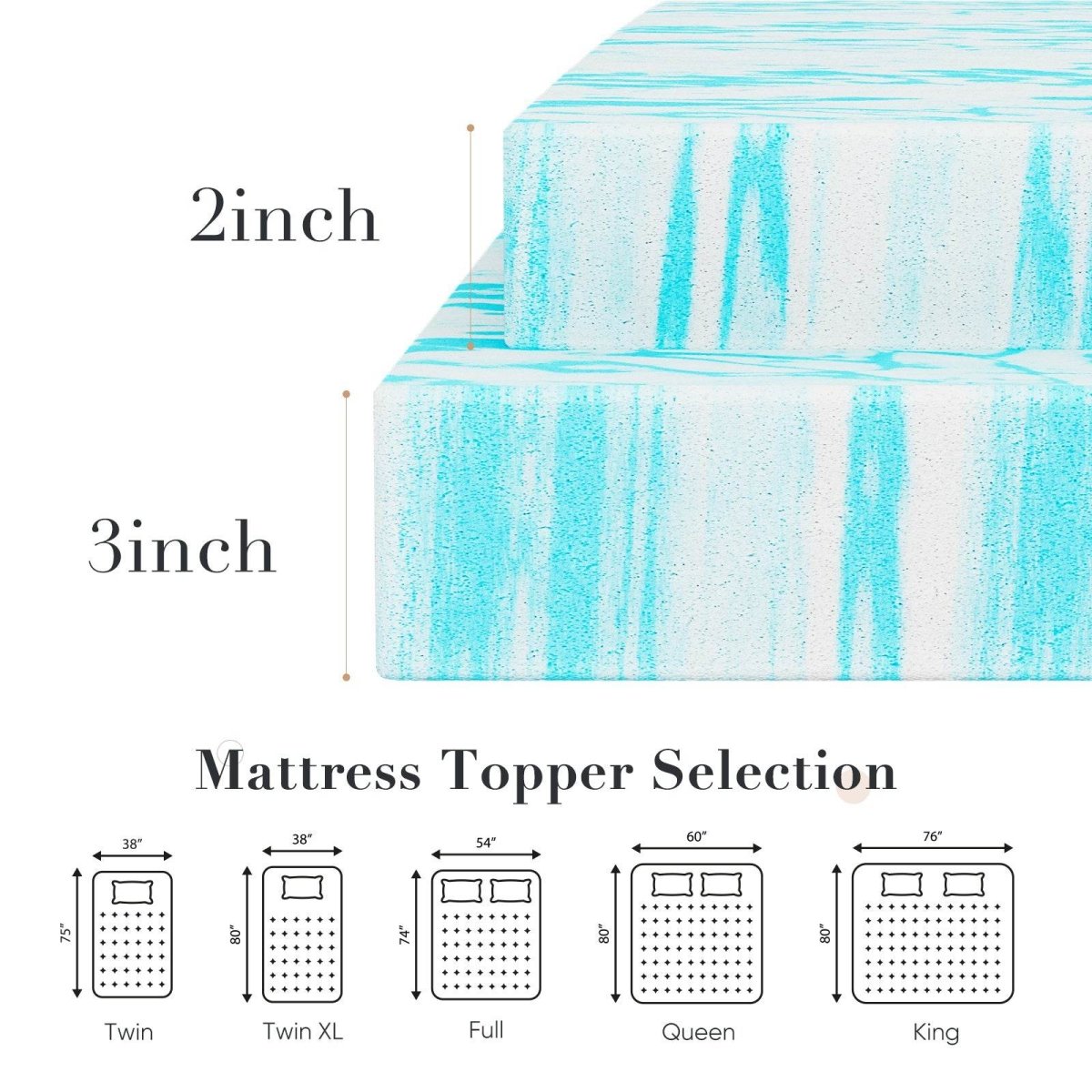 Memory Foam Cooling Gel Infused Mattress Topper - Sleep Galleria