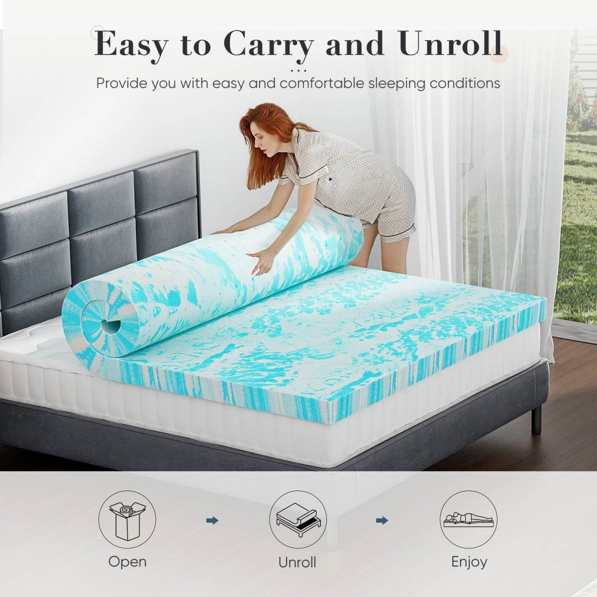 Memory Foam Cooling Gel Infused Mattress Topper - Sleep Galleria