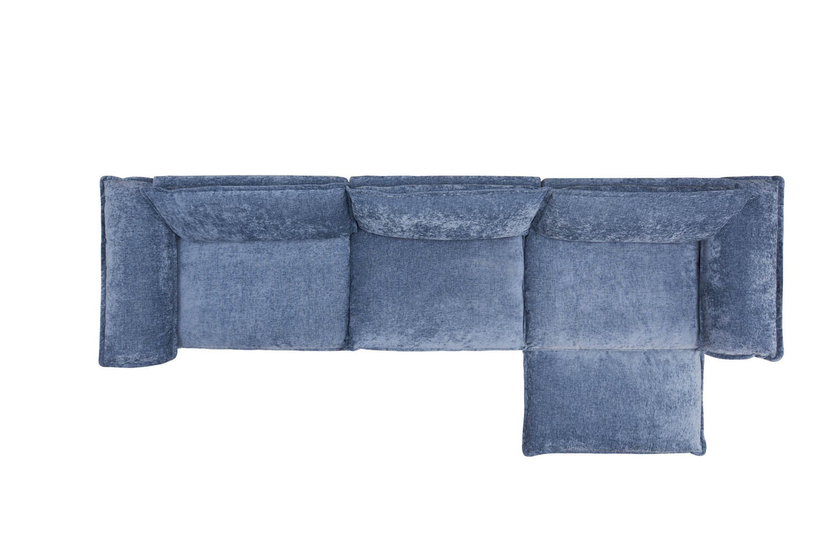 Modular L-Shaped 3-Seat Blue Sectional Couch - Omega Lifestyles
