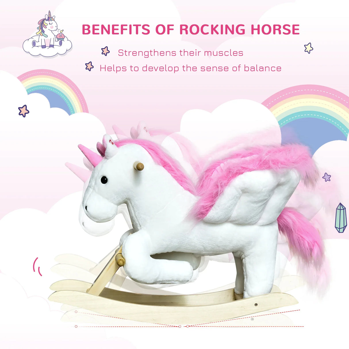 Magical Unicorn Singing Plush Rocking Horse Toy - Omega Lifestyles