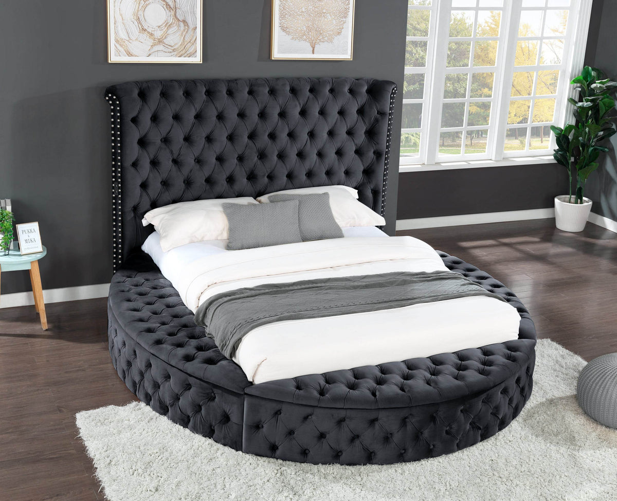 Hazel Queen Velvet Upholstered Wood Storage Bed
