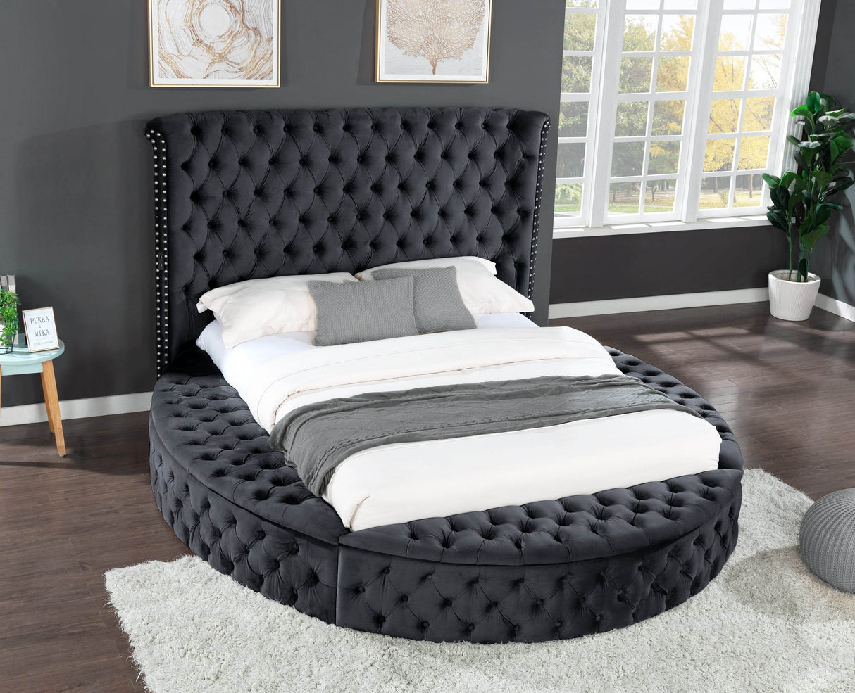 Hazel Queen Velvet Upholstered Wood Storage Bed