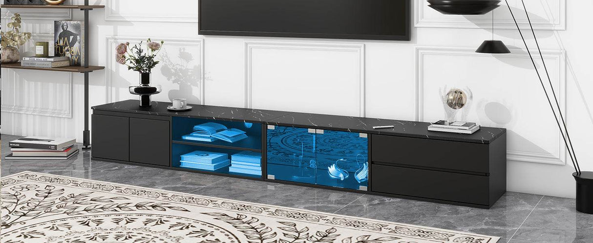 Modern APP Controlled LED Black Marble TV Stand - Sleep Galleria