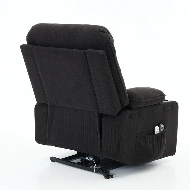 Medium-Firm Corduroy Remote-Controlled Heating Massage Recliner - Omega Lifestyles
