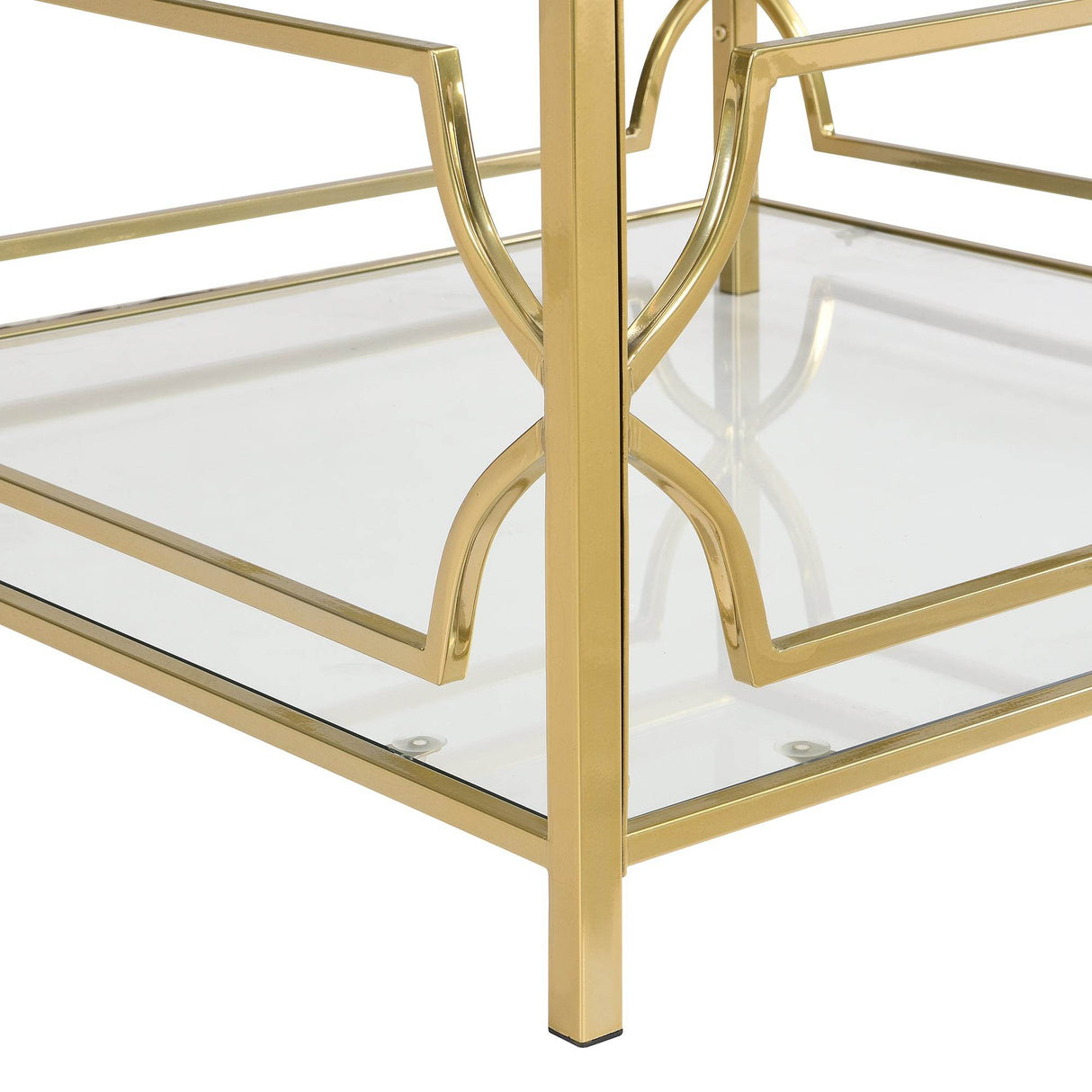 Square Tempered Glass Coffee Table With Gold Frame - Sleep Galleria