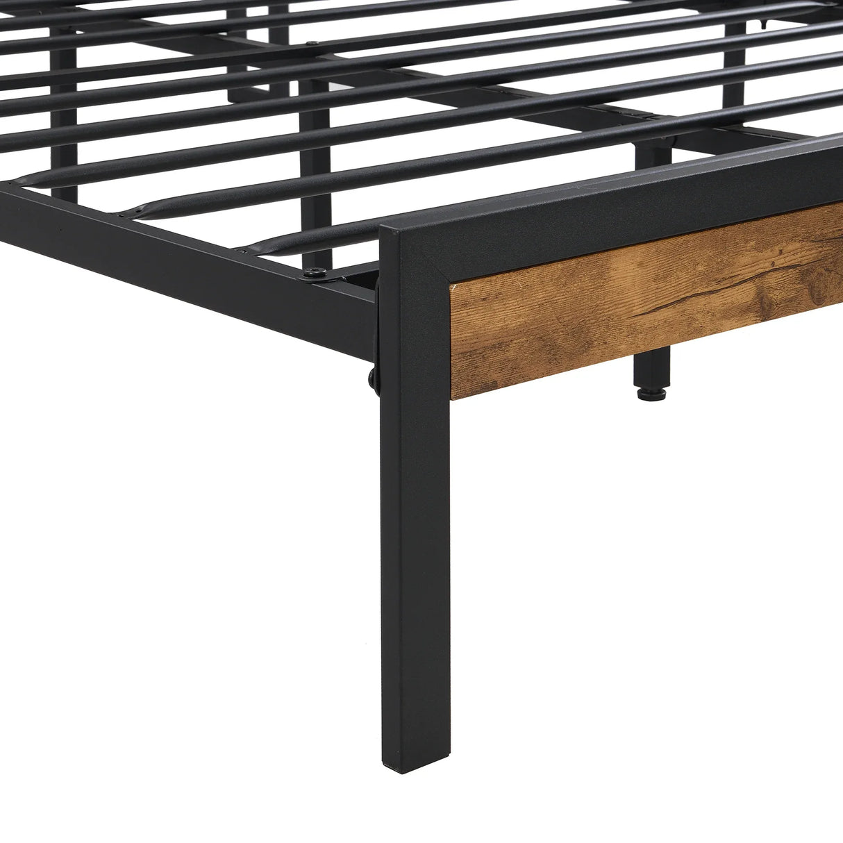 Queen Metal Platform Bed Frame With Wooden Headboard - Omega Lifestyles