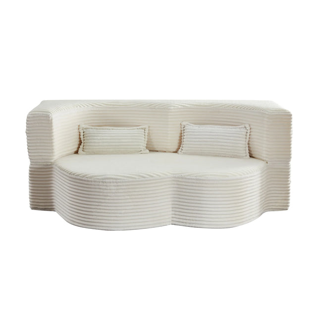 Full Size Plush Corduroy Foam-Filled Folding Sofa Bed With Pillows - Omega Lifestyles