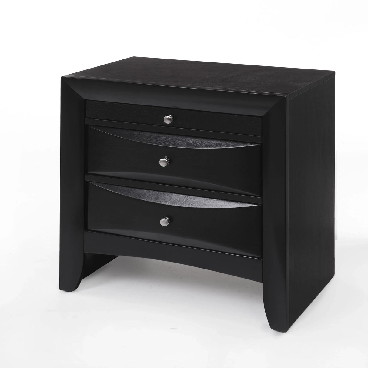 Black Synthetic Wood Elegant Storage Nightstand - Omega Lifestyles