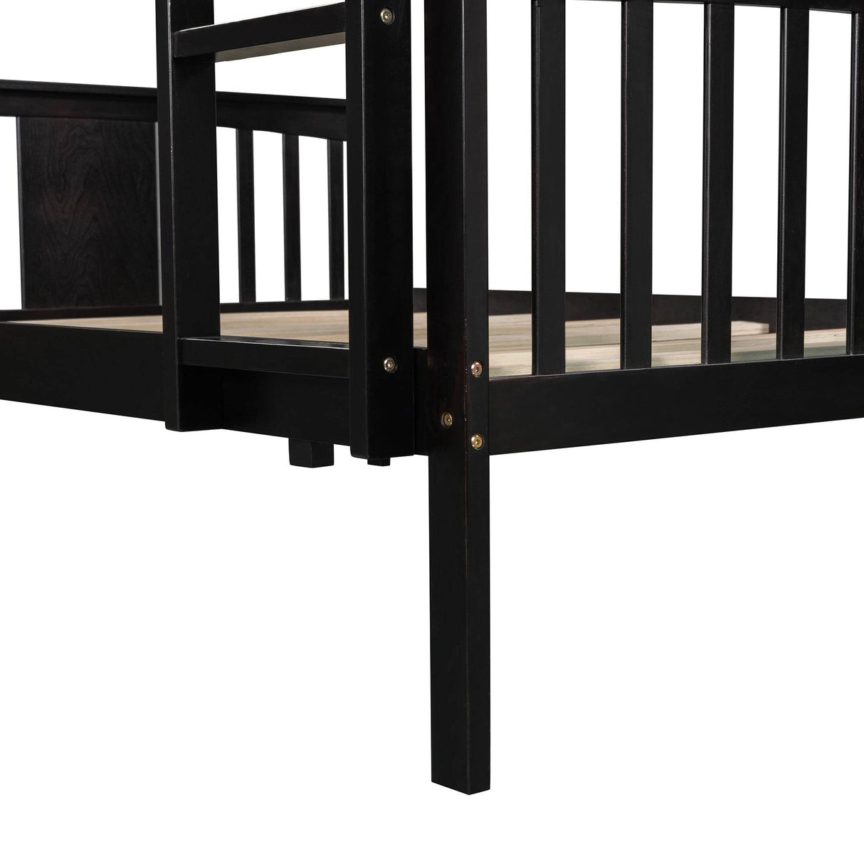 Full Over Full Solid Wood Espresso Bunk Bed - Omega Lifestyles
