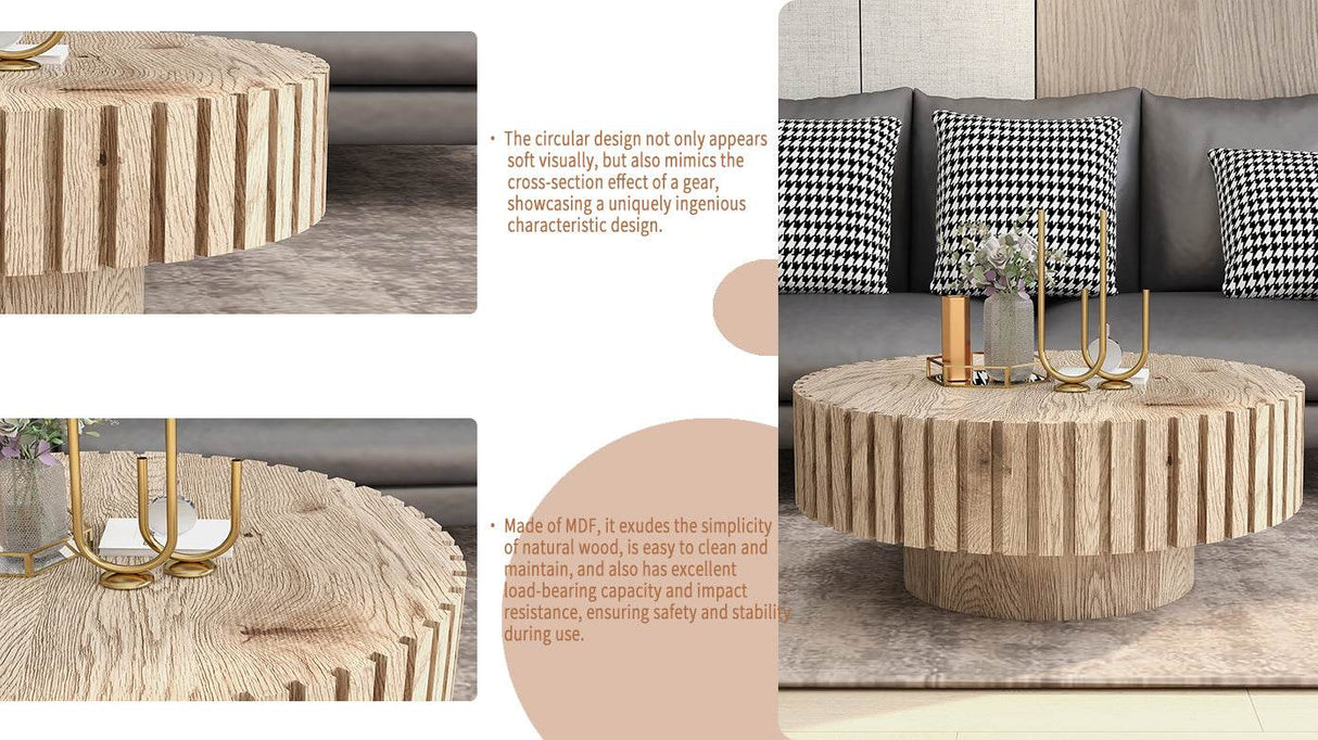 Modern Minimalist Round Wood MDF Coffee Table - Sleep Galleria