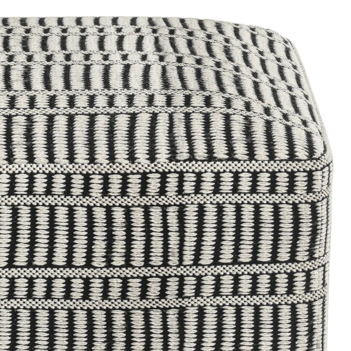 Square Woven Indoor Outdoor Fabric Pouf With Support - Omega Lifestyles